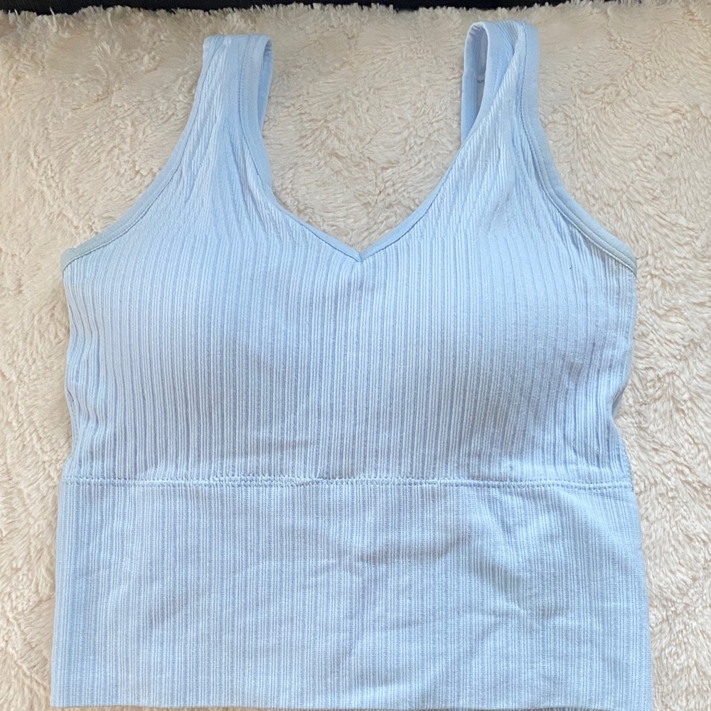 Light Blue Ribbed Tank Top - Picture 6 of 9